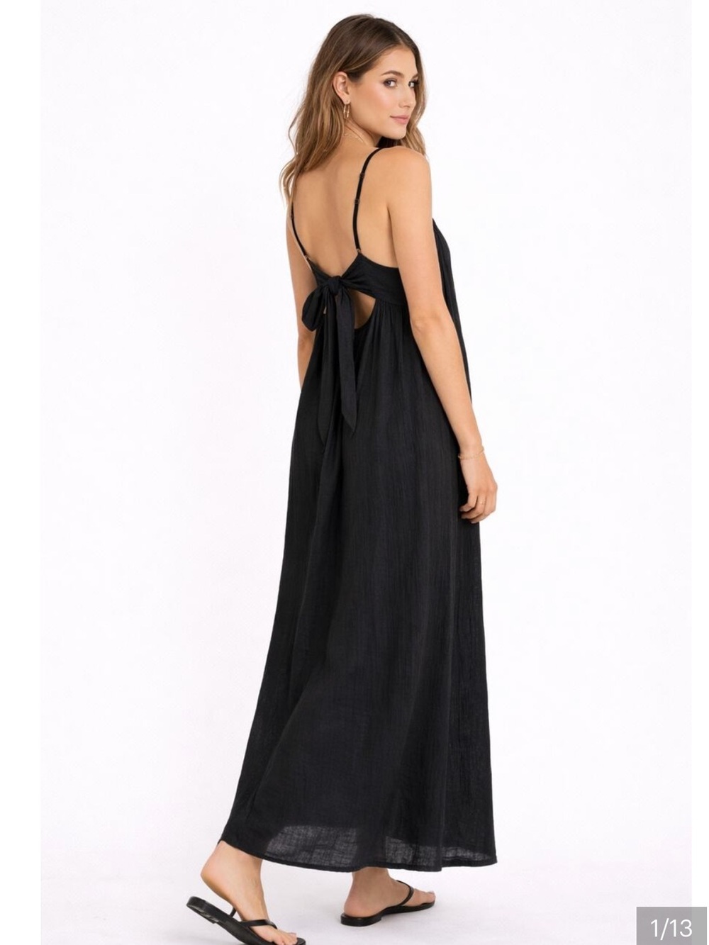 Black Tie-Back Maxi Dress - Women's
